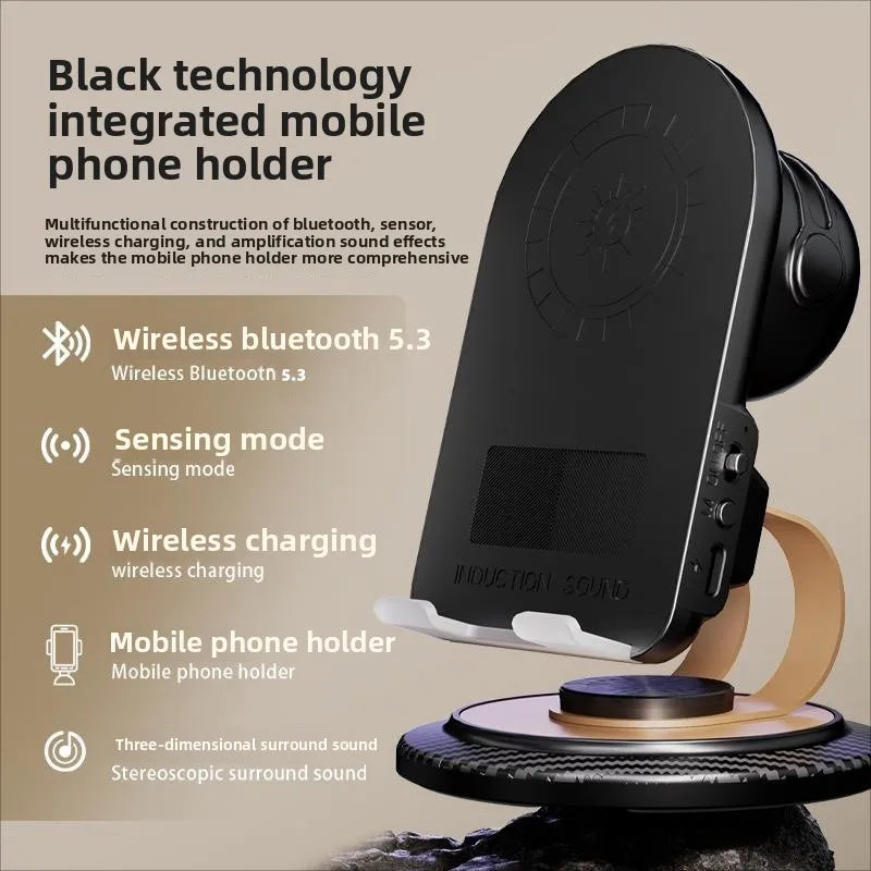 Support de téléphone avec haut-parleur et chargeur sans fil 5 en 1 civ