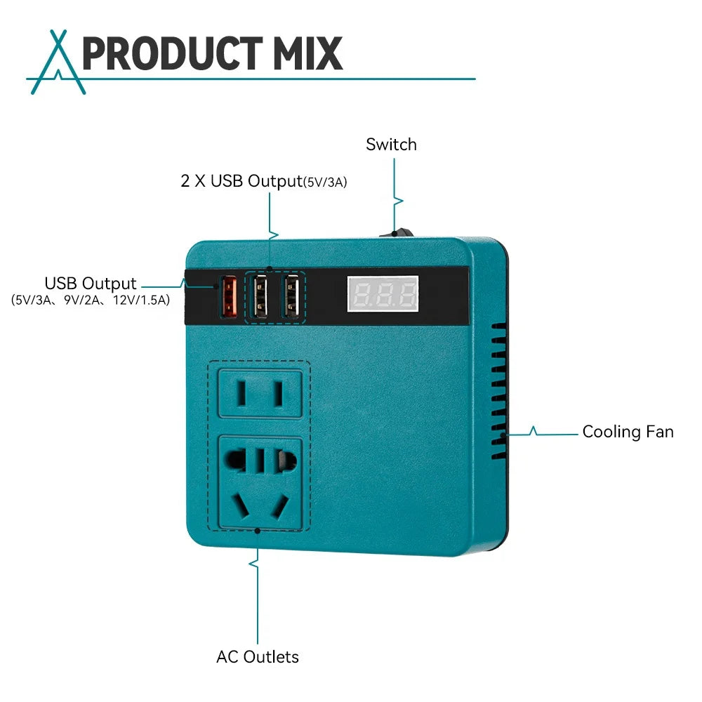 Onduleur de batterie au lithium, alimentation AC 220 V/DC5 V/12 V