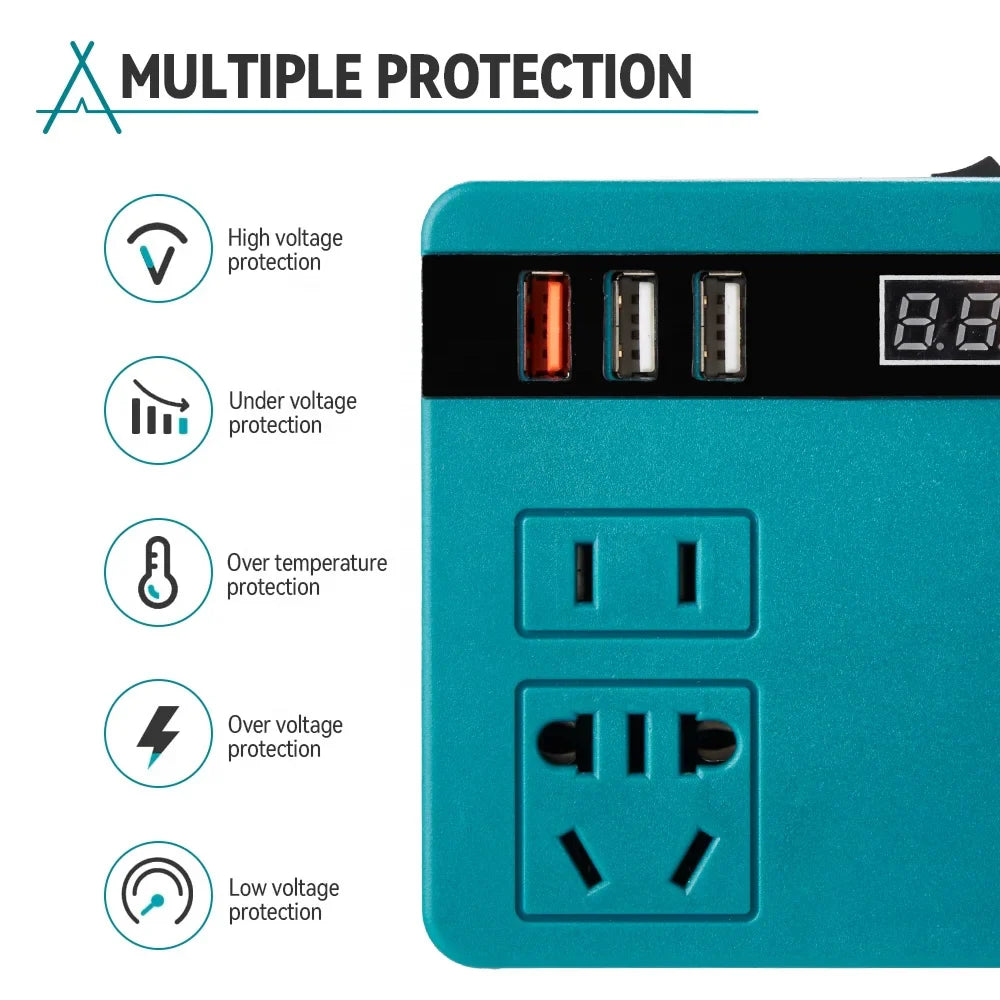 Onduleur de batterie au lithium, alimentation AC 220 V/DC5 V/12 V